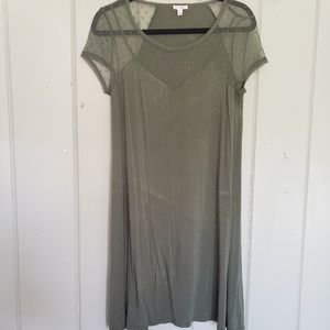 Large mini dress with sheer sleeves